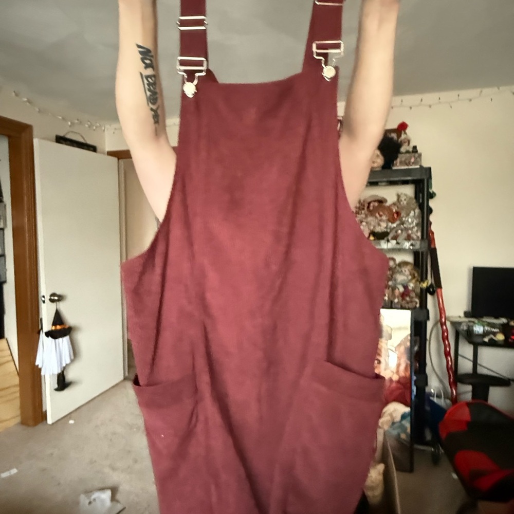 Burgundy Overalls with Pockets